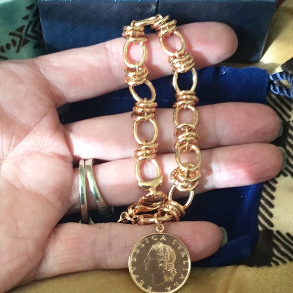 NWOT Toscana 18K Rose Gold Plated Italian 8” Bold Coin Bracelet - Picture 5 of 10